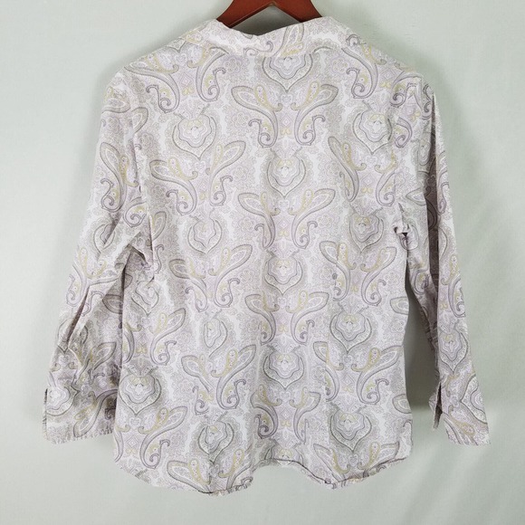Attention Shirt Womens XL Top Paisley Long Split Cuff Sleeve Collared Button Up - Picture 2 of 8